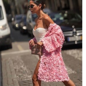NWT Zara Pink Flower Petal Textures Coat